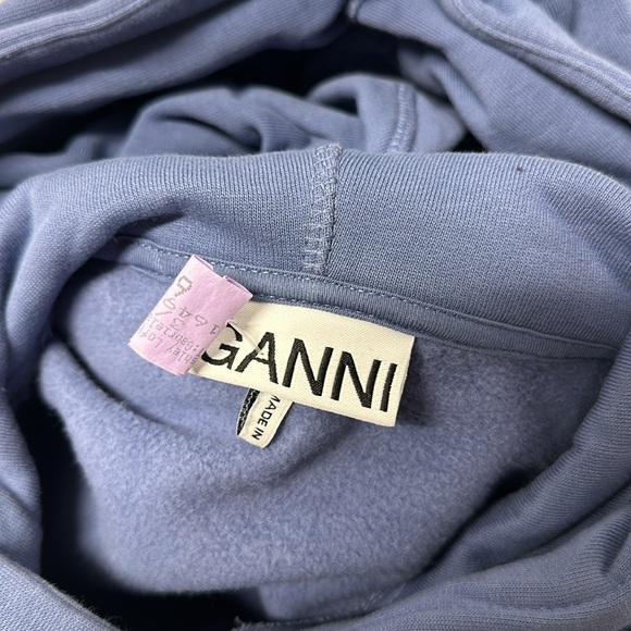 Ganni Isoli Mega Flower Floral Oversized Hoodie Hooded Sweatshirt Blue S / M - Picture 11 of 12